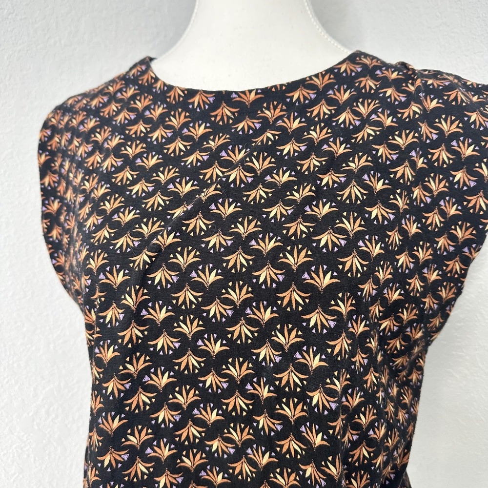 Bonobos Women's XS‎ boho mini tank tunic Sleeveless Top Black Orange Geometric